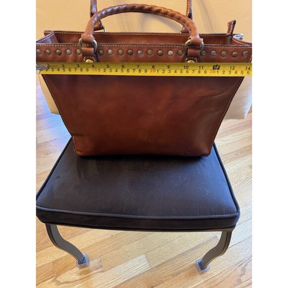 Patricia Nash Zancona Brown Leather Studs Bag - Picture 2 of 16